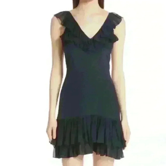 CINQ A SEPT 100% SILK ELOIZIA DRESS NAVY BLUE SIZE 8 - Picture 2 of 12